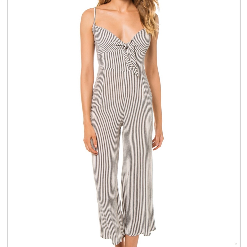 Charcoal/White stripe jumpsuit
